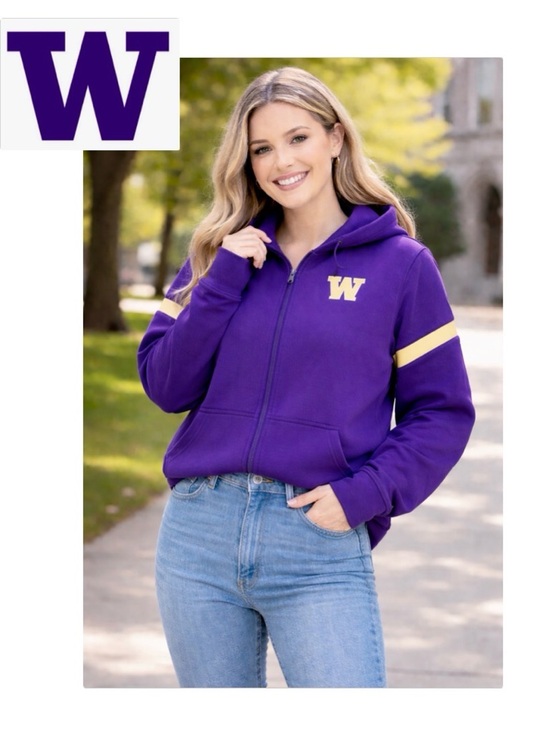adidas Tops - NWOT [adidas] Washington Huskies NCAA Zip-Up Hooded Cropped Sweatshirt Women’s S
